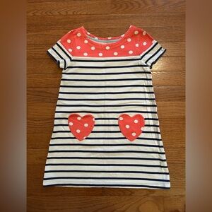 Mini Boden Polka Dot Striped Heart Pocket Dress